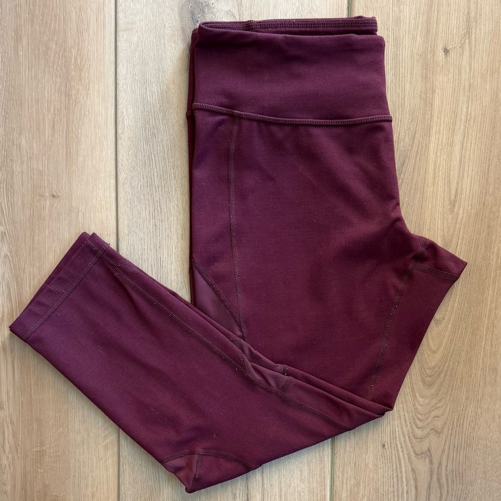 Zella Wine-Colored Cropped Leggings Size M
